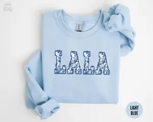 Toile De Joey Lala Sweatshirt, Floral Grandma Holiday Crewneck, Promoted To Grandma Shirt, Lala Mothers Day Gift, Coquette Grandma Shirt Cotton Fit