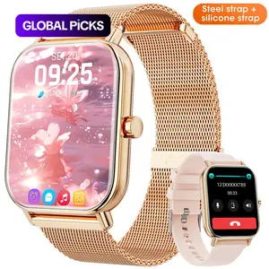Stylish Smart Watch with Call | 1.83" Touch Screen | 100+ Workout Modes | Fitness Tracker for All | 2 Bands | Android iOS | Perfect Birthday/Christmas Gift for Women, Multifunctional Smart Watch #GLOBAL PICKS