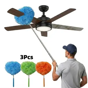 Ceiling Fan Cleaner Duster - Adjustable Duster with Extension Pole,Dusters for Cleaning Fan Blade, Walls and Cobweb (ters for Cleaning Fan Blade, Walls and Cobweb (3 Pack)