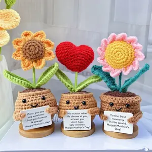 Handmade Crochet Sunflower/Daisy/Heart Shape Flower-Emotional Support Plant Gift-Mother's Day Gifts-Gifts for Mom-Love for Mom-Crochet Decor