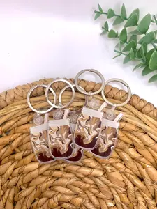 Iced coffee mason jar keychain , acrylic keychain, trendy keychain, key ring charm, pink key chain, iced coffee keychain, latte keychain