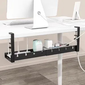 Wireless Desk Underneath Cable Organizer, Desk Tidy, Wall-Mounted Cord Management Rack, Ideal for Home Office Use, No Drilling Required