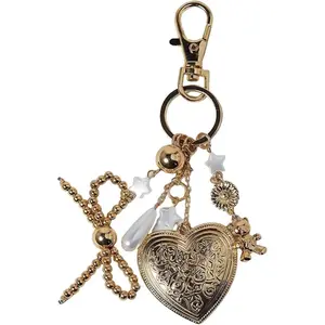 BloomWish S Cute Heart Keychain Bear Bow Keychain Gold Bag Charms for Handbags Purse Charms Y2K Star Accessories Gifts for Women