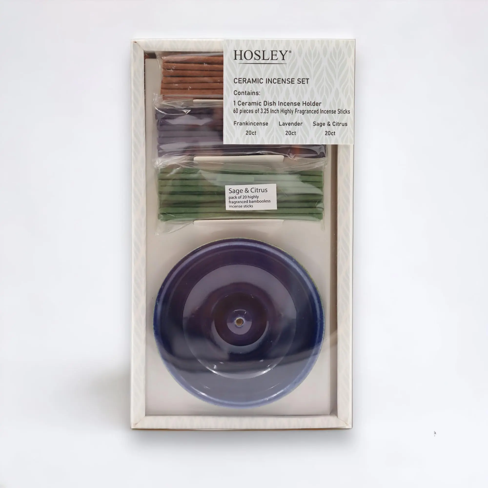 Assorted Spa Incense Set – 60 Sticks Bulk Pack with Ceramic Holder