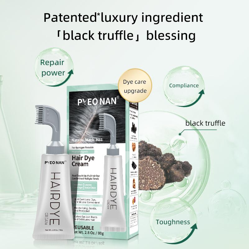 PYEONAN Unisex Professional Hair Dye Comb - Natural Plant-Based! No Bleaching, 2 in 1 Instant Magic, Grey Hair Coverage & Haircare Combined. Grey Turns to Black or Drak Brown Easily. Herbal Ingredient Hair Color, 2.8Oz./80g, Nourish and Shine
