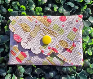 Handmade Sewing Mini Wallet 4x4 Faux Leather Snap Closure Sewing Lover Coin Pouch Card Holder