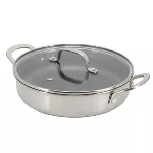 Better Chef 10-Inch 3-Ply Stainless Steel Nonstick Deep Fry Pan with Lid