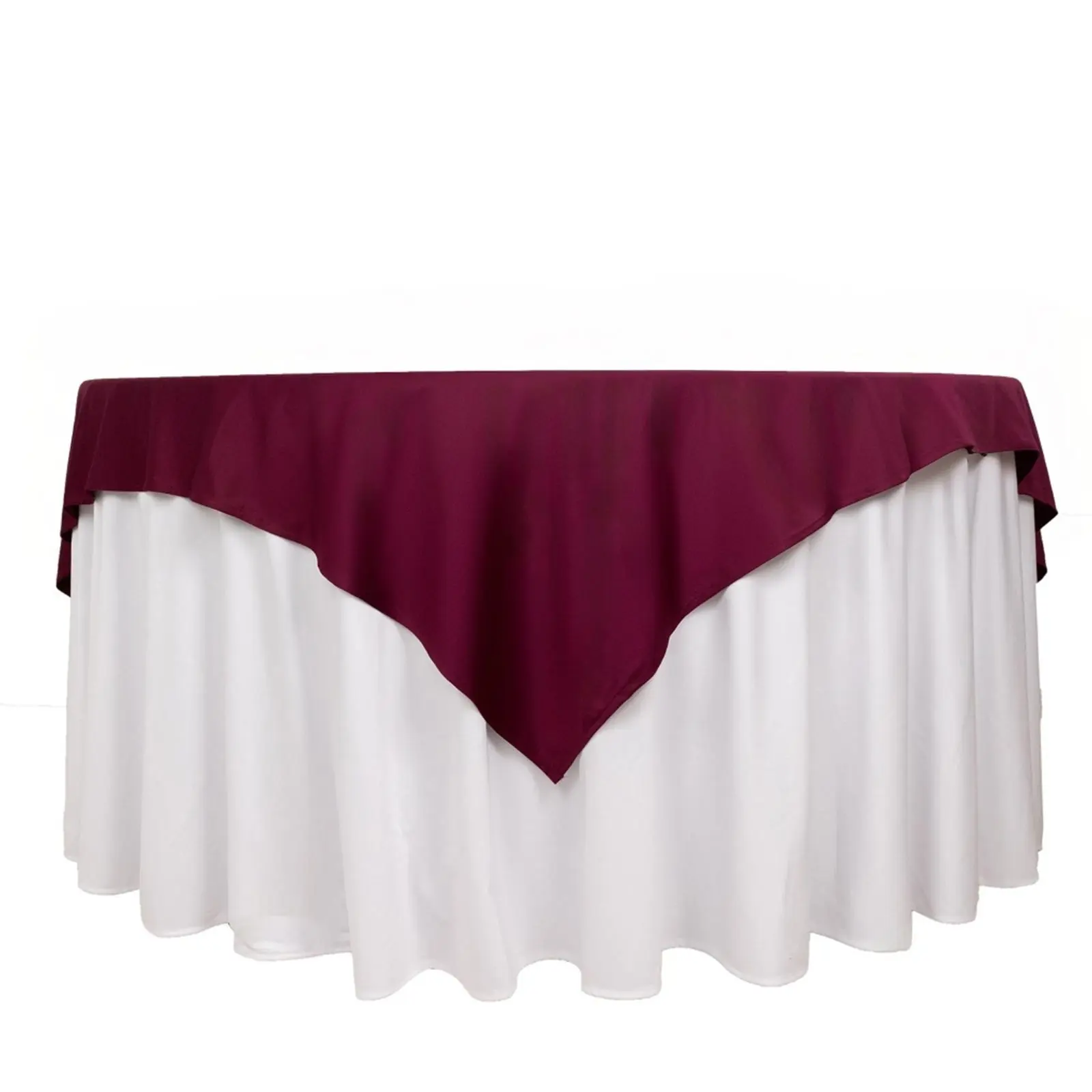 Burgundy 70"x70" Square Scuba Tablecloth - Wrinkle Free, Stain Resistant Table Overlay for Banquet Halls, Restaurants, Burgundy Tablecloths