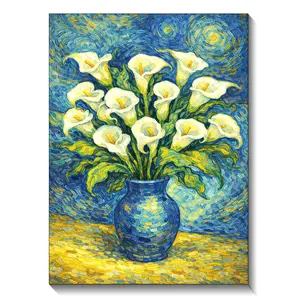 Van Gogh Style Flower 5D Diamond Painting Kit 5D Full Round Mosaic Craft for Aesthetic Home Decor