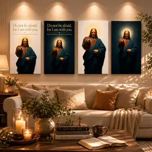 Jesus Christ Canvas Wall Art, Christian Religious Poster Print, Starry Night Faith Artwork, Inspirational Jesus Wall Decor for Bedroom, Living Room, Prayer Room, Church, Office, Dorm, Christian Gift