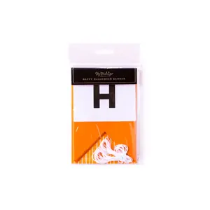 Orange & Black Happy Halloween Banner – 18-Piece Set with 10ft Twine for Spooky Party Decor