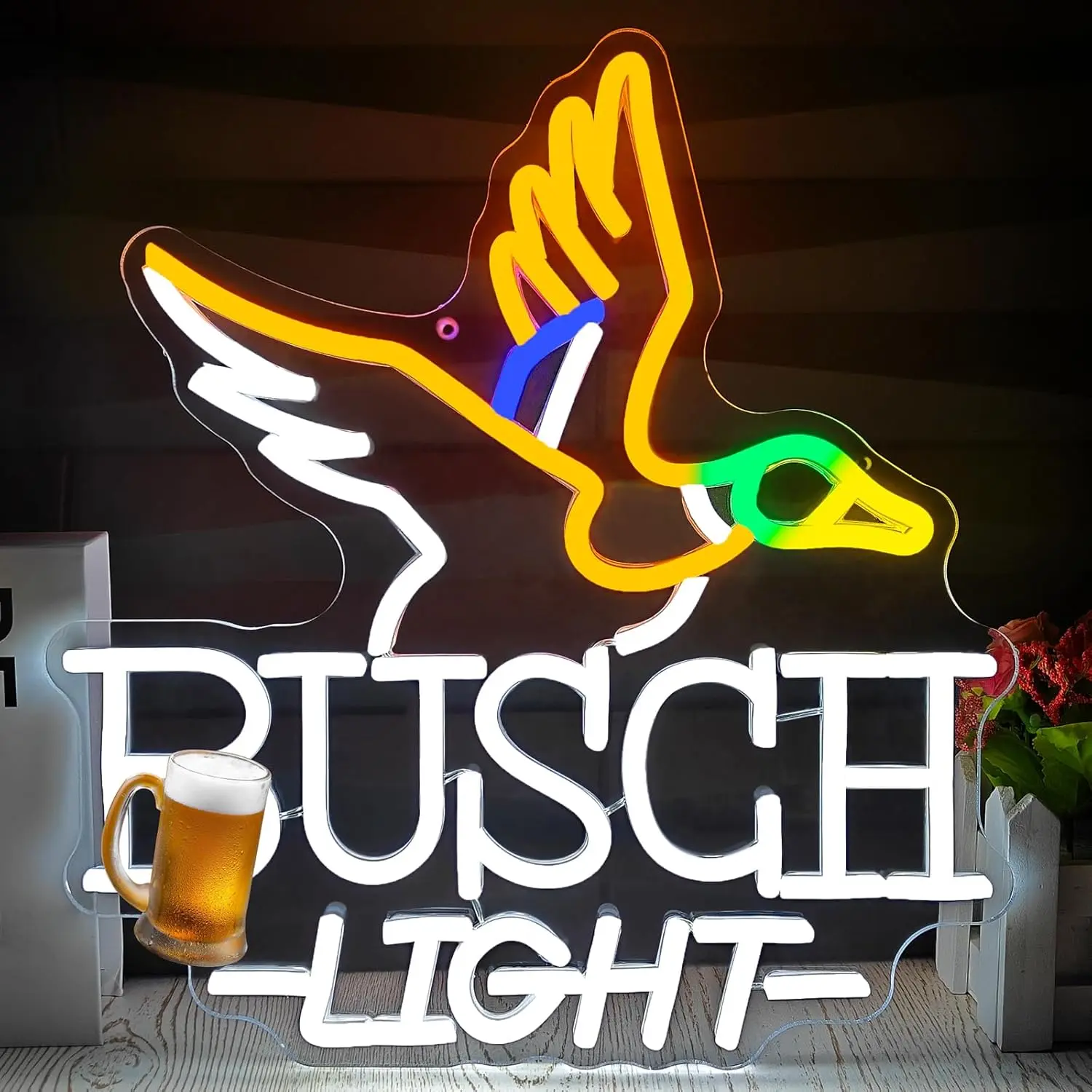 A beer neon light, duck beer neon light wall decoration, men's cave, bar party, shop, USB powered neon light