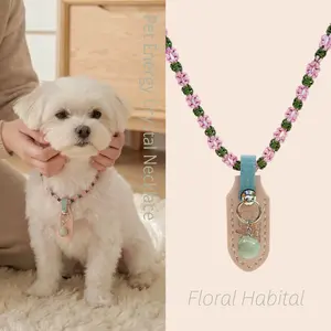 Natural Emerald Pet Necklace, Original Handmade Crystal Pendant, Unique Gift for Pets, Elegant Design, Perfect Accessory for Your Furry Friend