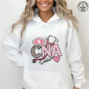 CNA Hoodie for Women – Bold Letter Illustration Design for Certified Nursing Assistants