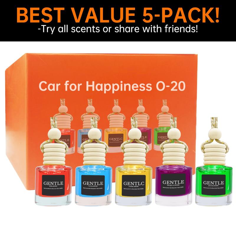 5 Bottles Premium Car Air Freshener - Upgraded Scented Hanging Diffuser with Long Lasting Fragrance | Variety of Scents for Car, Office & Home | Perfect Gift Set for Men & Women - Christmas, Birthday, Valentine‘s Day Gifts
