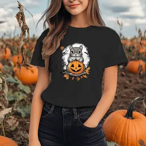 Squirrel Halloween T-Shirt, Cute Nature-Inspired Autumn Tee, Spooky Jack-O'-Lantern Top, Halloween Costume Shirt, Fall Holiday Apparel Tshirt Crewneck