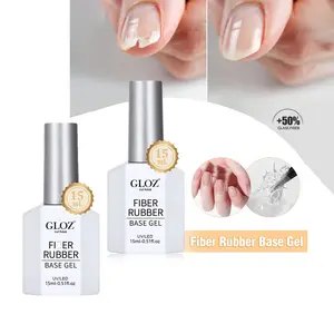 GLOZ 2Pcs 15ml Fiber Rubber Base Gel, Soak Off UV LED Transparent Building Gel, Nail Repair & Strengthener, Nail Care for Salon Home Nail Art