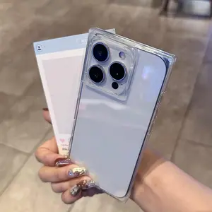 Clear  Phone Case for iPhone 17 16 15 14 13 12  Pro Max Plus Candy Color Silicone Right Angle Frame Phone Caselightweight and durable design