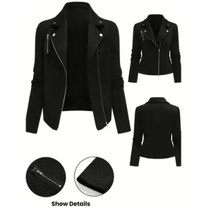 Women's plus size casual jacket, new lapel long sleeved zipper design, autumn and winter fashionable women's outerwearRAIMENTRY