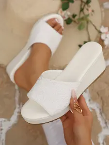 Women's Lace Flatform Sandals, Open-Toe Gladiator Design, Synthetic Leather Upper, Rubber Sole, Casual & Daily Wear Shoes