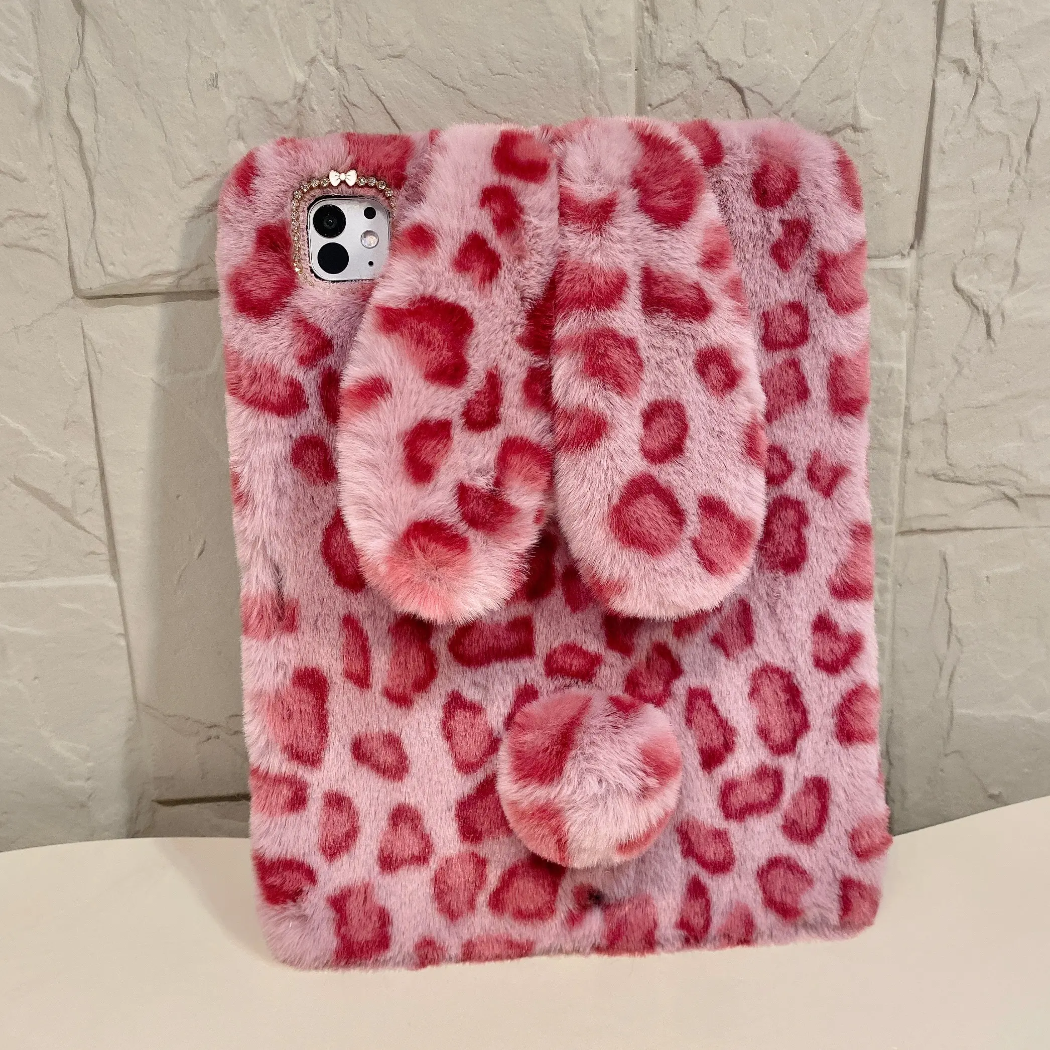 Plush Leopard Print Tablet Case with Pen Slot, Tablet Protective Cover, Ipad Protective Casing, Compatible with iPad 10th/11th, Pro 11/12.9/13, Air 11/13, Mini 7/6, Gift for Women