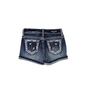 Border Embroidery  Girl Denim Short
