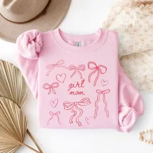 Girl Mom Sweatshirt, Coquette Girl Mom Sweatshirt, Girl Mom Mothers Day Gift, Sweater for Mom of Girls, Coquette Bow Mama Sweater