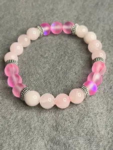 unconditional love Beaded Bracelet with silver spacer