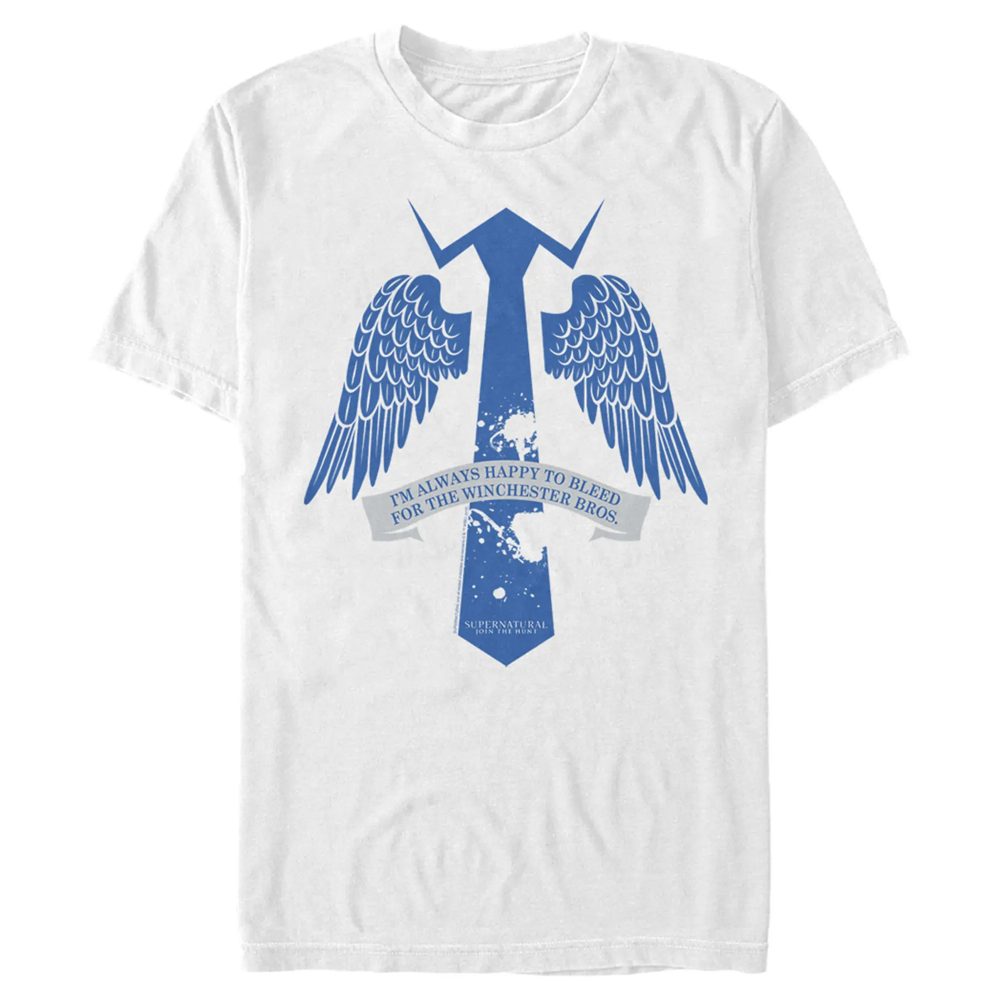 Men's Supernatural Castiel Bleed for Bros Wings T-Shirt