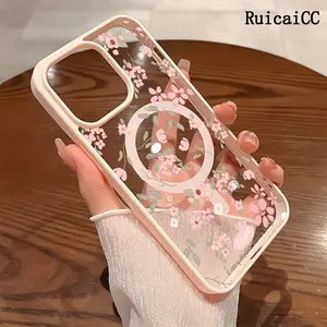 Premium Magnetic Phone Cases for iPhone11/12/13/14/15/16//17/Air/promax/Plus Stylish Pink flowers y2k cased MagSafe Ready, Anti-Fall, Springtok and Ultra-Thin Design | Perfect for Everyday Use Protector Aesthetic Screen Protector