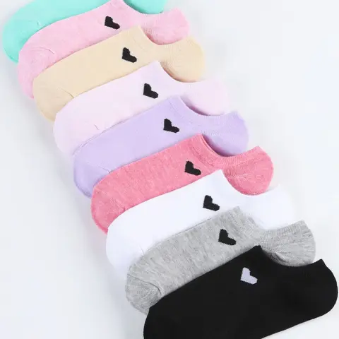 9 Pairs/15 Pairs Unisex Invisible Boat Socks, All-Season Breathable Heart Pattern Short Socks, Comfortable Simple Casual Soft Socks, Casual Knit Socks for Women