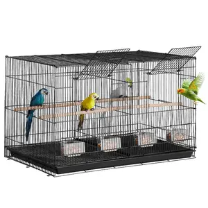 VEVOR 30-inch Flight Bird Cage, Stackable Divided Small Parakeet Cage for Parrots Canaries Cockatiels Lovebirds Finches Budgies Conures Macaws Pet Travel Birdcage with Handle and Perches