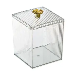 Transparent Dust-Proof Acrylic Storage Box, Jewelry Office Supplies Organizer, Makeup Cotton Swab Holder, Desk Toothpick Case, Stationery Tool Tray