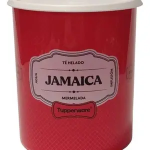 Red Jamaica Canister with White Lid – 3 L / 12 Cups Capacity Coffee Bar Storage