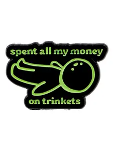 Spent All My Money Unique Zinc Alloy Letter Pin Badge, Casual Style Accessory for Hats Clothes Backpacks, Fun Design for All Seasons Wear