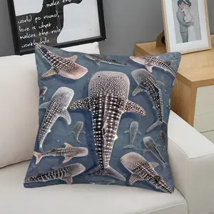 Deep Sea Adventure Whale Shark Throw Pillow,Oceanic Accent Cushion,Adorned with a Mesmerizing Pod of Spotted Whale Sharks in Deep Blue Seas,Soft & Plush Accent Pillow,Great for Ocean Lover Couch,Beach House & Coastal Style Home Accents