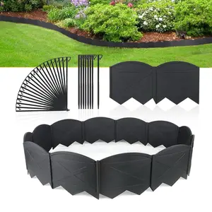 Plastic Garden Landscape Edging Borders - 20ft Edging with 20 Black Anchoring Stakes