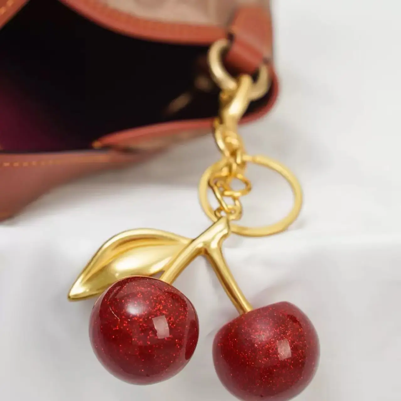 Golden Cherry Keychain