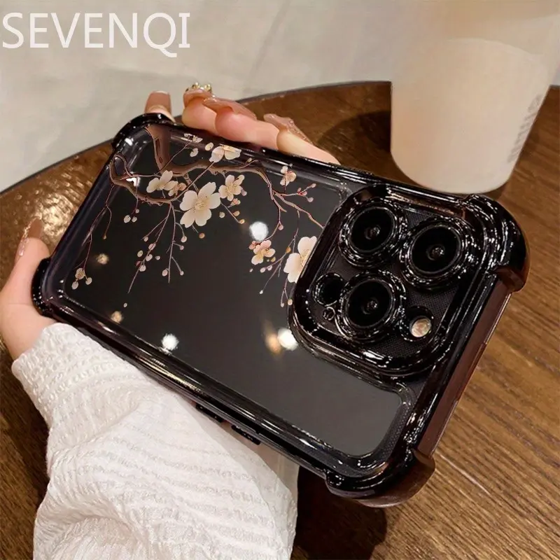Phone Case: CY453 Floral Four-Corner Drop-Proof Phone Case,Suitable for a variety of iPhone and samsung  models, from Iphone 15,17 series to Iphone 11 series