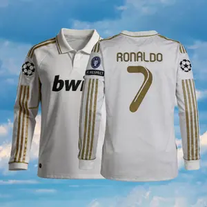 C.Ronaldo 2011 2012 Retro Home White Away Black Blue No.7 Long-Sleeved Short-Sleeved Football Shirt