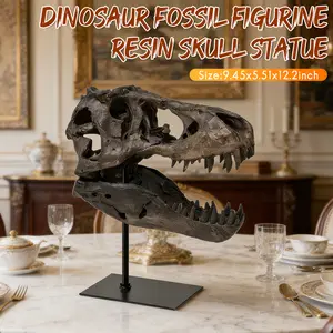 Dinosaur Skull Statue,Dinosaur Sculptures Bracket Tyrannosaurus Skull Replica Decoration Skull Bones Resin Replica with Bracket for Home Office Decor Shelf Display