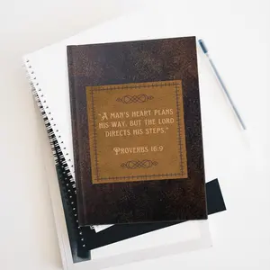Men's Journal, Men's Scripture Journal, Proverbs 16:9 The Lord Directs His Steps Men's Scripture Journal/Notebook 128 lined pages, Father's Day, Gift for Men, Gift for Dad, Man of God, Pastor Gift