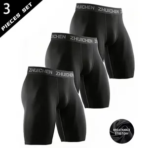 Men's 3-Pack Compression Spandex Shorts, Athletic Baselayer Underwear for Workout, Running Performance