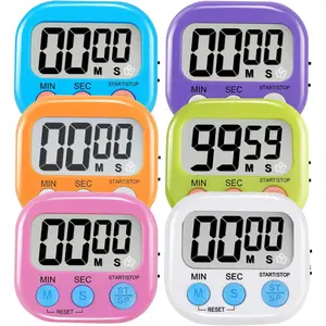 6-Pack Multifunction Electronic Timer – Magnetic digital timer with large LCD display, loud/silent switch countdown timer for cooking, gym, meetings, classrooms, and break time
