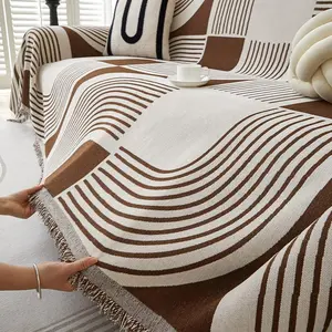 Initial Geometry Pattern Sofa Settee, Soft Sofa Protector, Soft Comfortable Dustproof Protection, Ideal for Home Living Room Office Use, Reusable Design