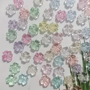30/50/100pcs Four-Leaf Clover Transparent Flower Resin Accessories, Resin Beads, Stylish Playful Charm, DIY Jewelry Making Materials, Handmade Bracelet Necklace Phone Chain Car Ornament