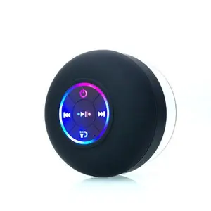 Certified IPX7 Waterproof, Mini Bluetooth Wireless Small Speaker with Lights, Suction Cup and Mic for Bathroom