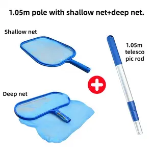 3-Piece Pool Skimmer Set, Adjustable 41-Inch Extendable Pole, Shallow & Deep Net Combo, Lightweight Durable Fine Mesh, Pool Cleaning Tool, Pool Maintenance