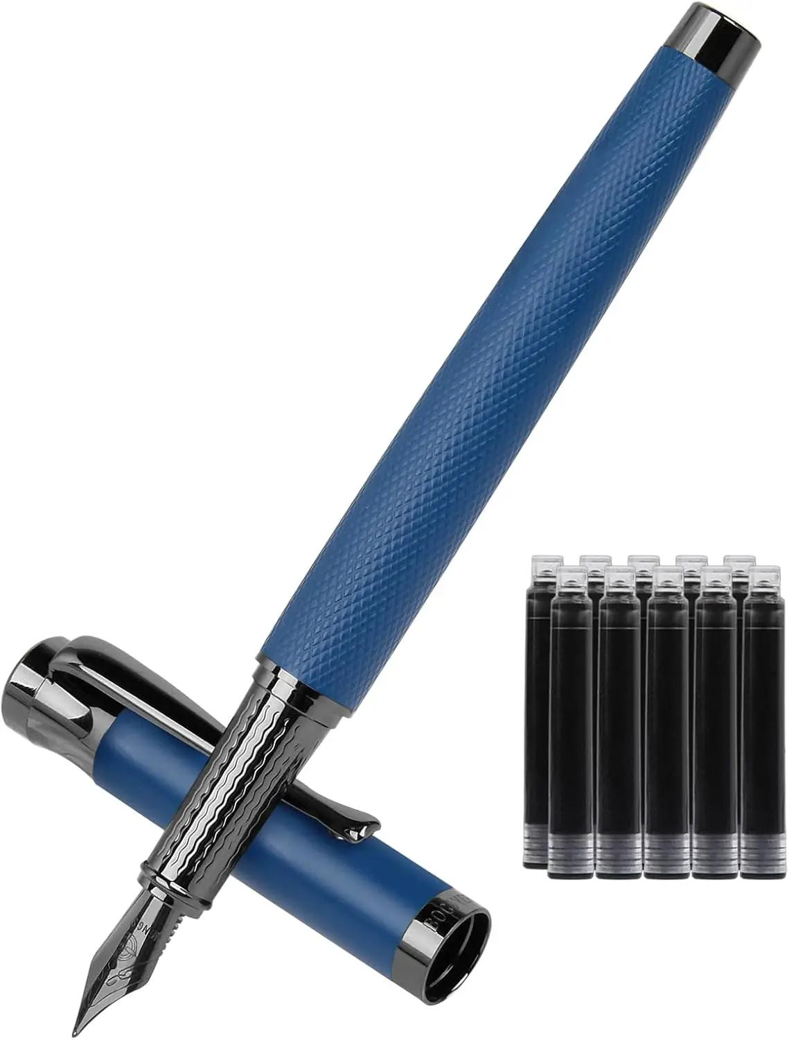 Luxury Fountain Pen Set,Ink Pen for Smooth Writing,Medium Nib,Includes 10 Ink Cartridges&Ink Converter, Pen  Case for Men & Women,fancy,calligraphy,Executive,Office pen-Blue