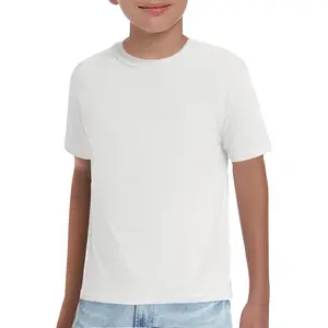 Luxury Premium Men's Wear Haloumoning Boys T-Shirts Kids Short Sleeve Crewneck Solid Basic Tees Casual Tops 5-14 Years